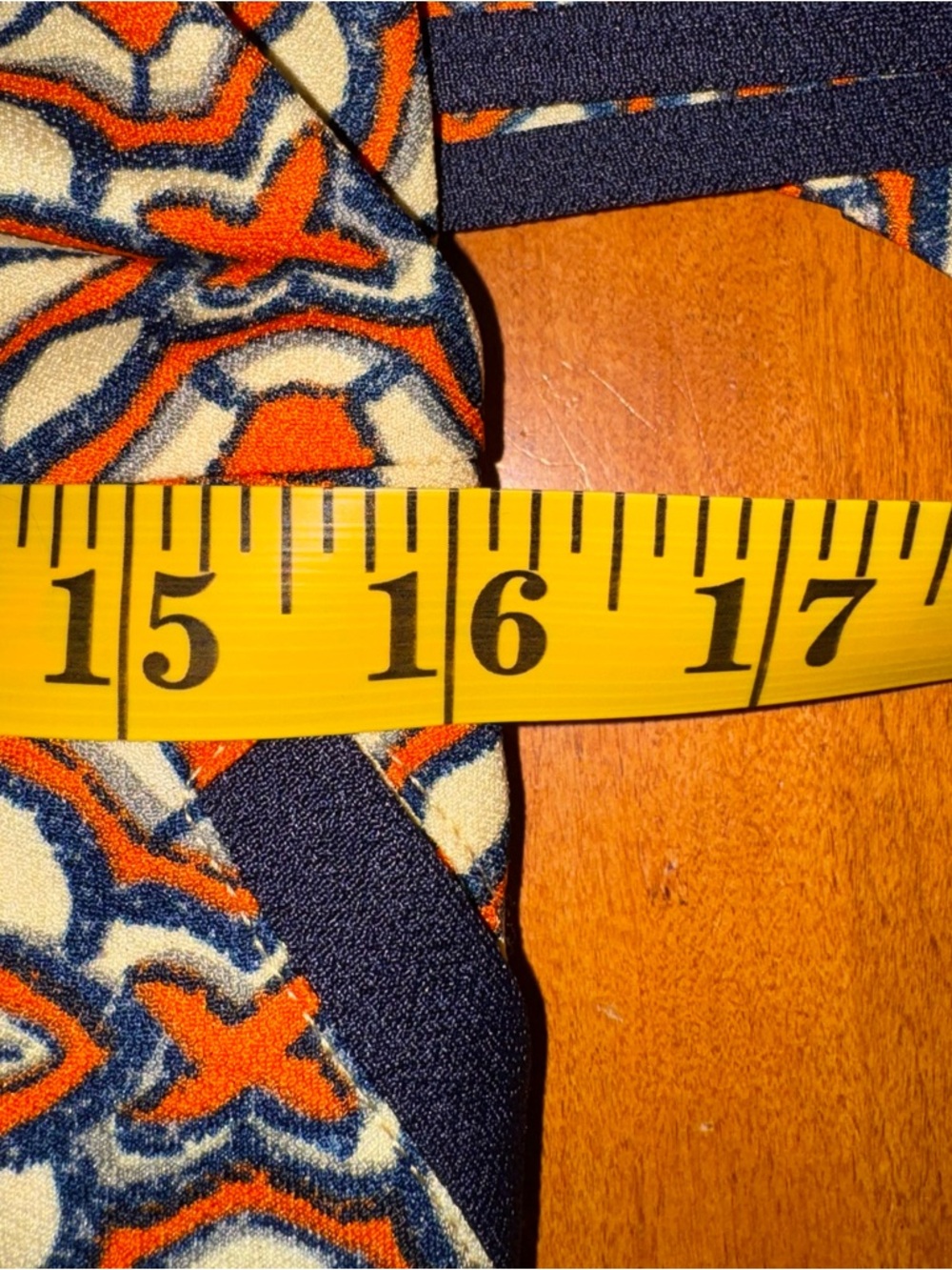 Esley Multicolor Geometric Print Dress with Orange and Navy Accents - Picture 7 of 9